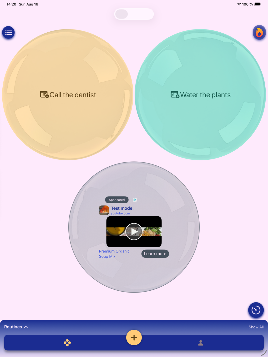 Visual tasks in Bubbles on iPad