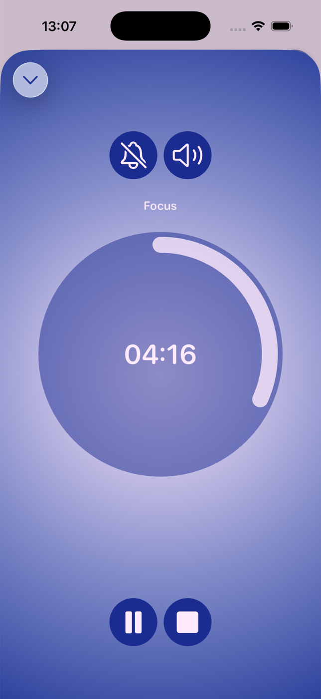 Pomodoro focus session in Bubbles