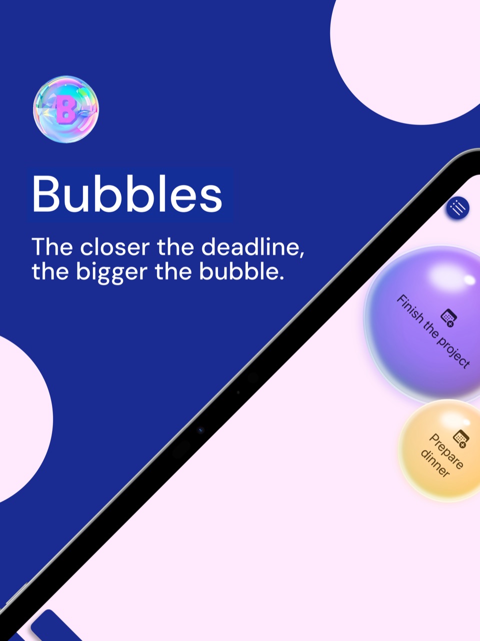Bubbles visual task overview on iPad