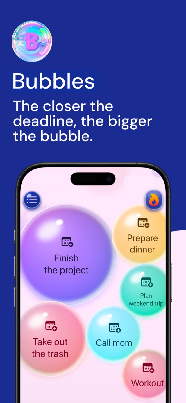Bubbles visual task overview on iPhone