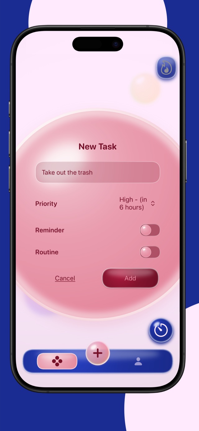 Routine planning in Bubbles on iPhone